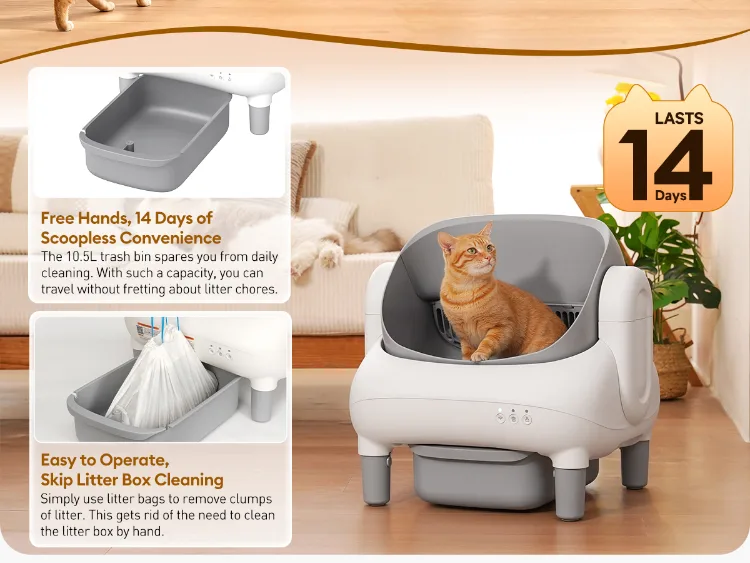 Compact 35L Self-Cleaning Litter Box with Sensors (ALB-05) - detail