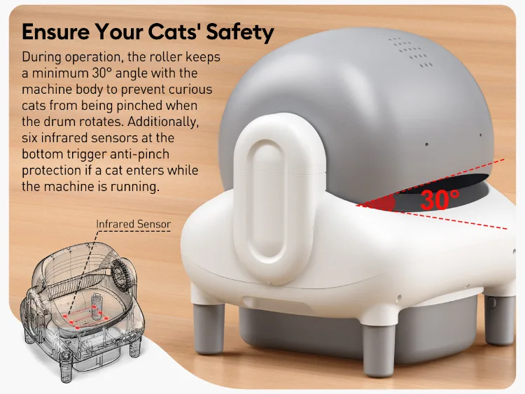 Compact 35L Self-Cleaning Litter Box with Sensors (ALB-05) - detail