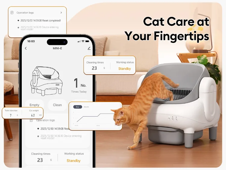 Compact 35L Self-Cleaning Litter Box with Sensors (ALB-05) - detail