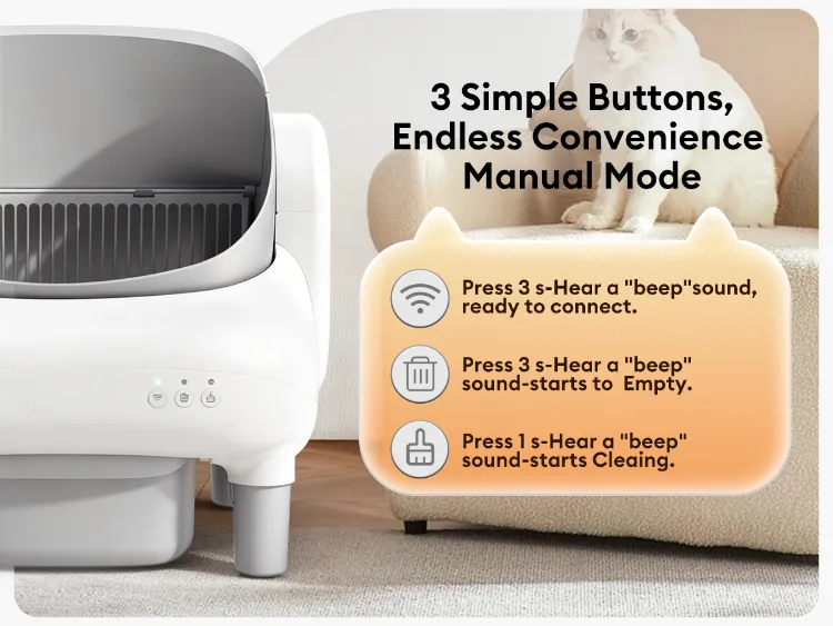 Compact 35L Self-Cleaning Litter Box with Sensors (ALB-05) - detail