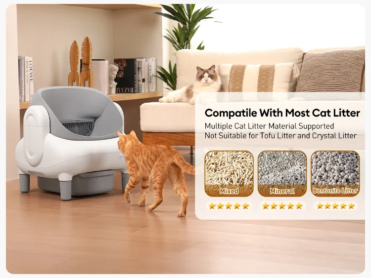 Compact 35L Self-Cleaning Litter Box with Sensors (ALB-05) - detail