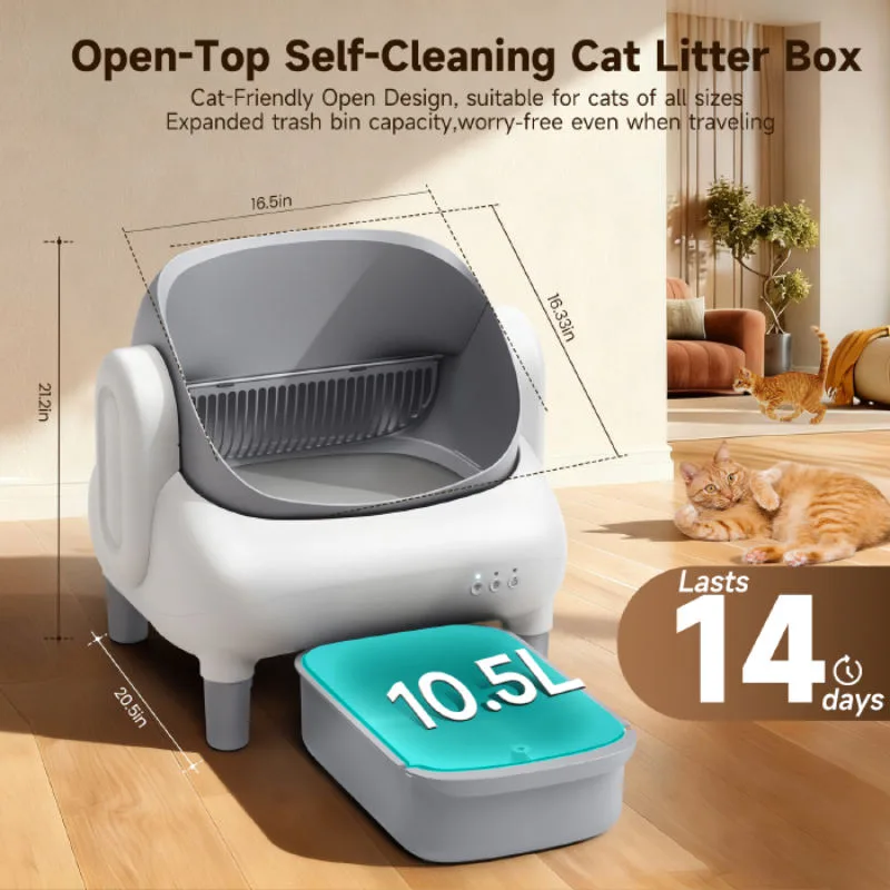 Compact 35L Self-Cleaning Litter Box with Sensors (ALB-05)
