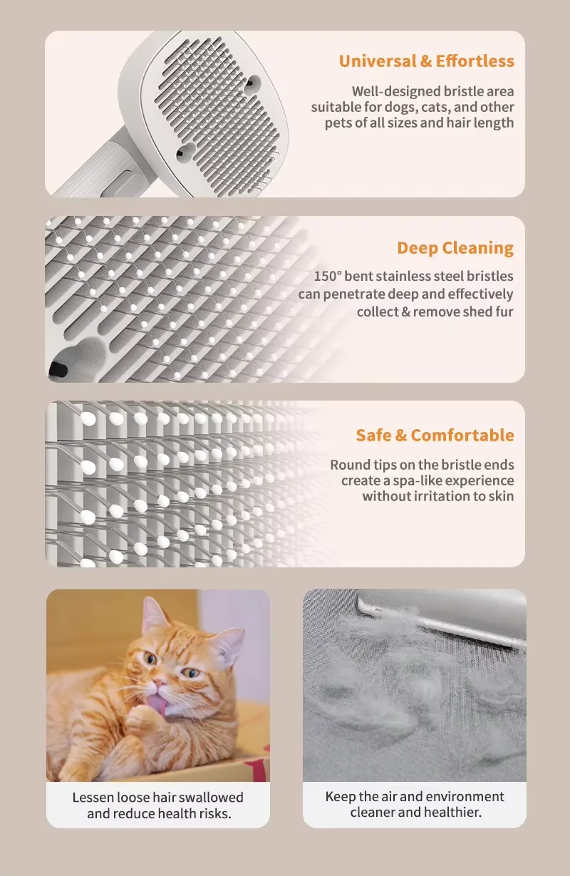 Wholesale Electric Cat Slicker Brush, Self-Cleaning (PB-01) - detail