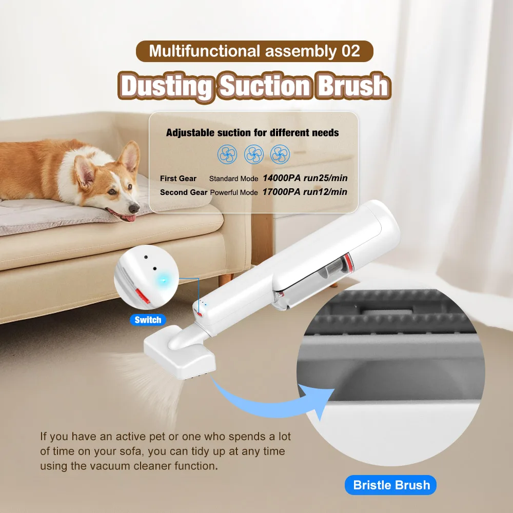 Cordless Pet Grooming Vacuum Brush, 100W BLDC (PB-02) - detail