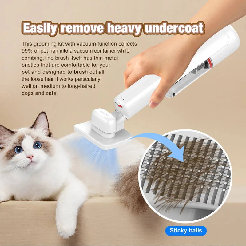 Cordless Pet Grooming Vacuum Brush, 100W BLDC (PB-02)