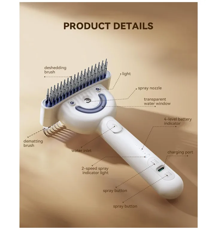 Double-Sided Steam Pet Brush, Rechargeable (PB-03)