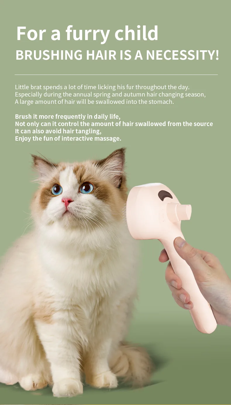 Corded Steam Cat Comb for Deshedding (PB-04) - detail