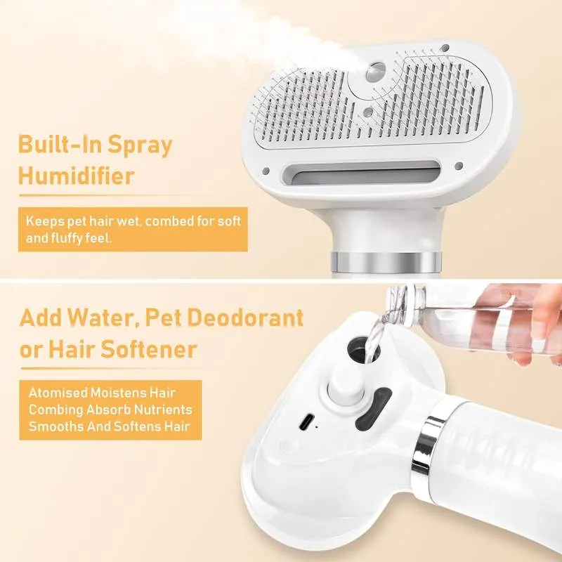 3-in-1 Steam Deshedding Brush for Cats, Dogs (PB-06)