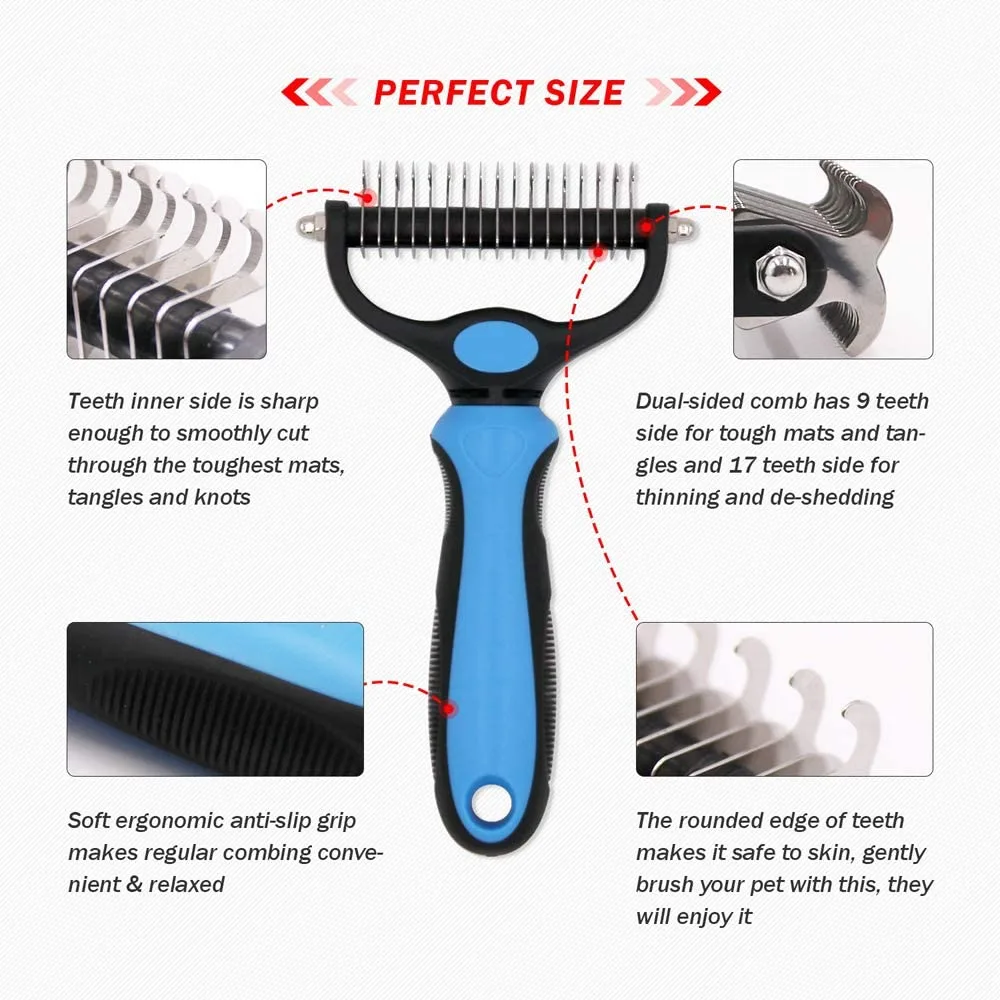 Double-Sided Dematting Comb for Dogs, Cats (PB-09) - detail