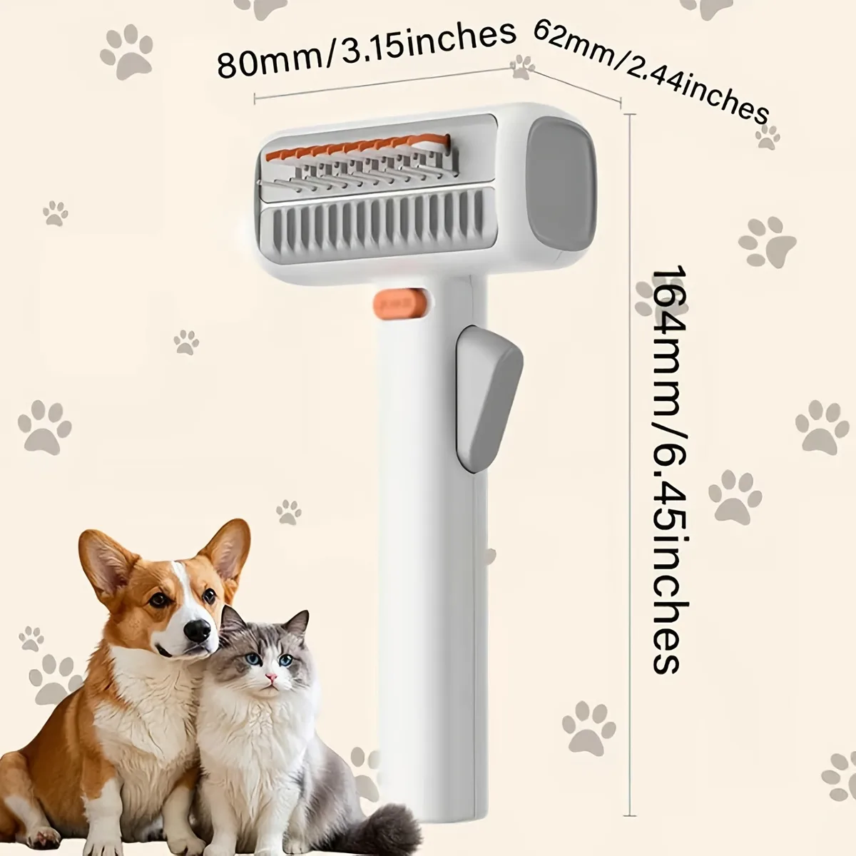 2-in-1 Detangler Comb with One-Click Clean (PB-10) - detail