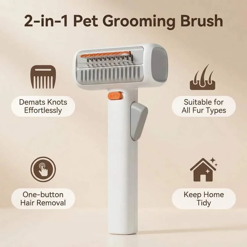 2-in-1 Detangler Comb with One-Click Clean (PB-10)