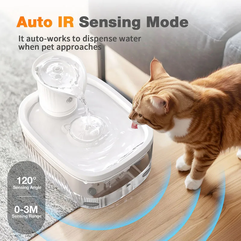Cordless Cat Water Fountain 2.5L, 2200mAh Battery — Bulk