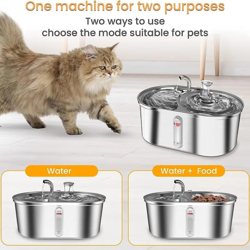 USB Rechargeable Steel Pet Water Dispenser 3.2L, IPX5