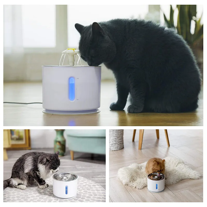 Stainless Cat Water Fountain 3L with USB Pump Power - detail