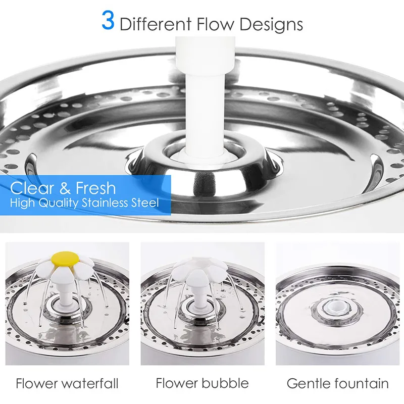 Stainless Cat Water Fountain 3L with USB Pump Power - detail