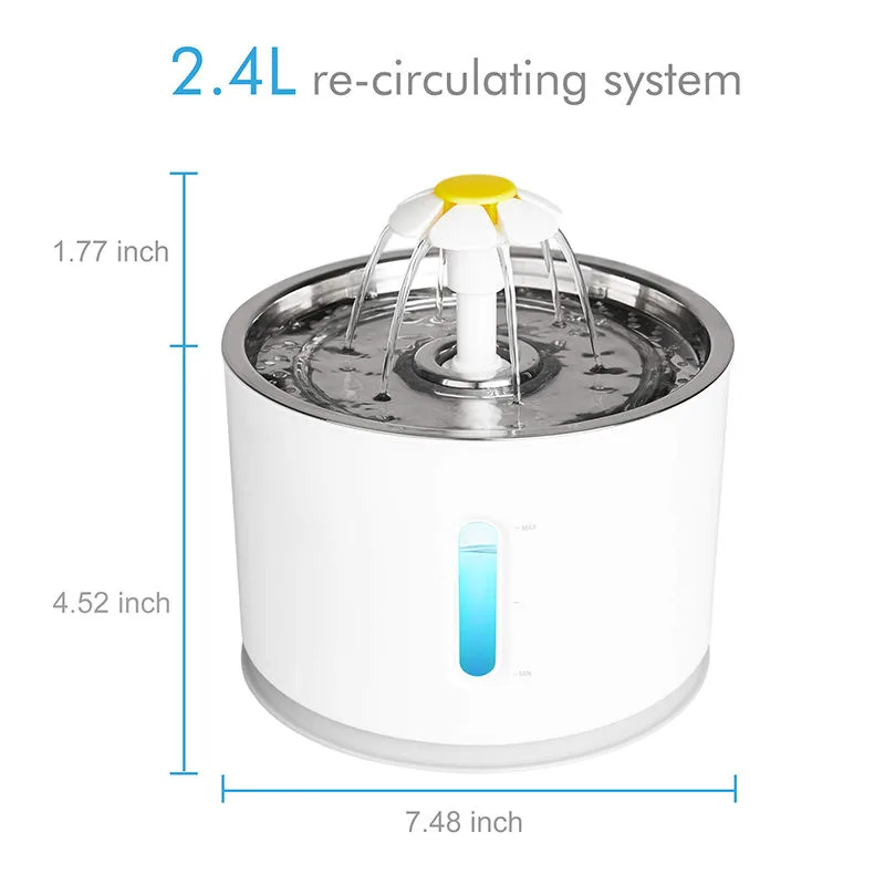 Stainless Cat Water Fountain 3L with USB Pump Power