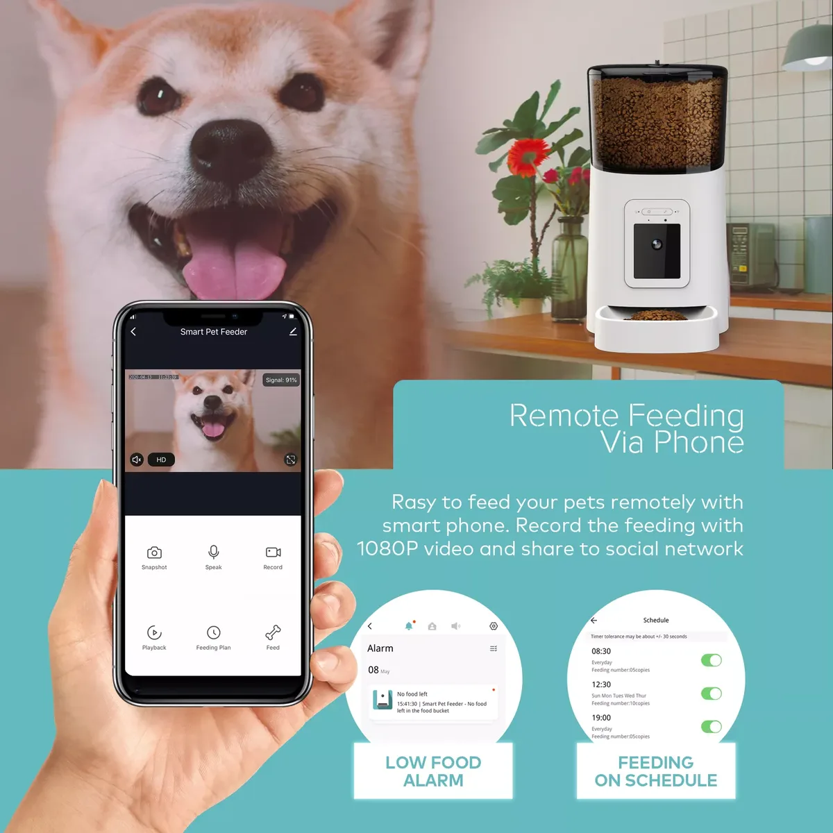 Wholesale Smart Cat Feeder with 1080p Camera — 6L, OEM Ready - detail