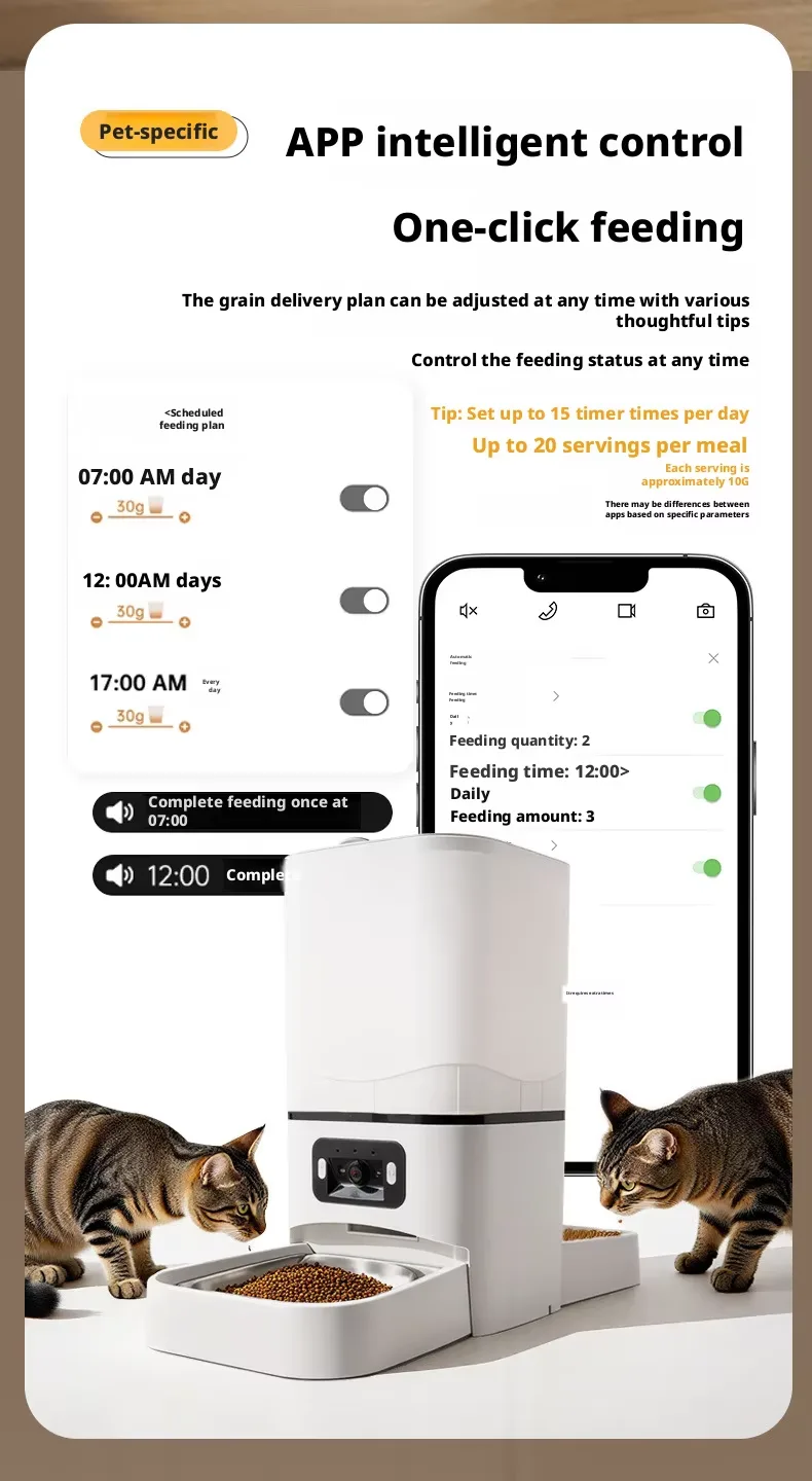 Bulk WiFi Pet Feeder with HD Camera, Voice and Twin Bowls - detail