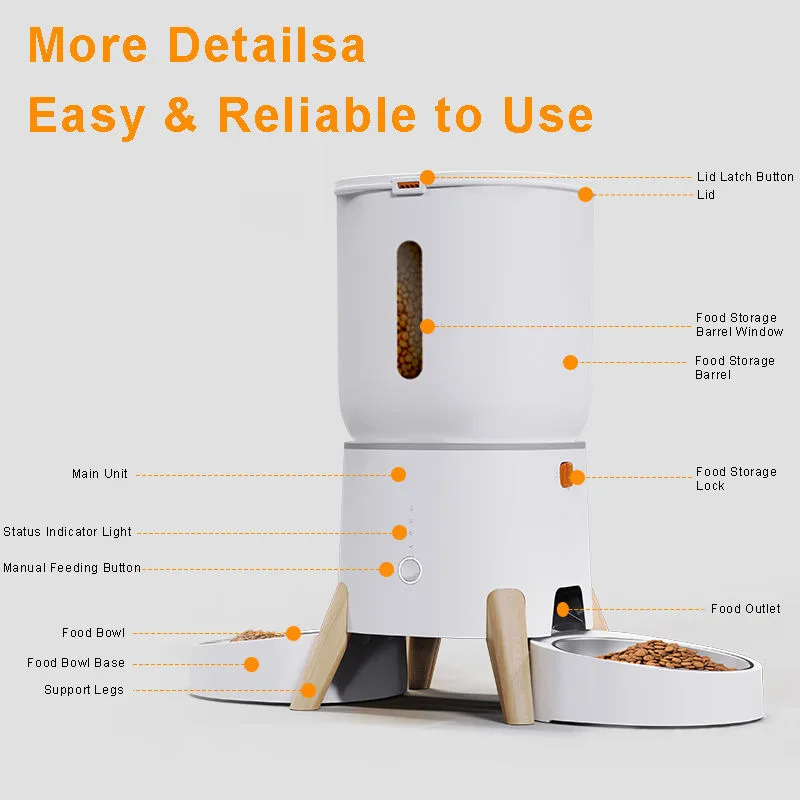 5L Smart Cat Feeder with Dual Stainless Bowls — Bulk MOQ 50
