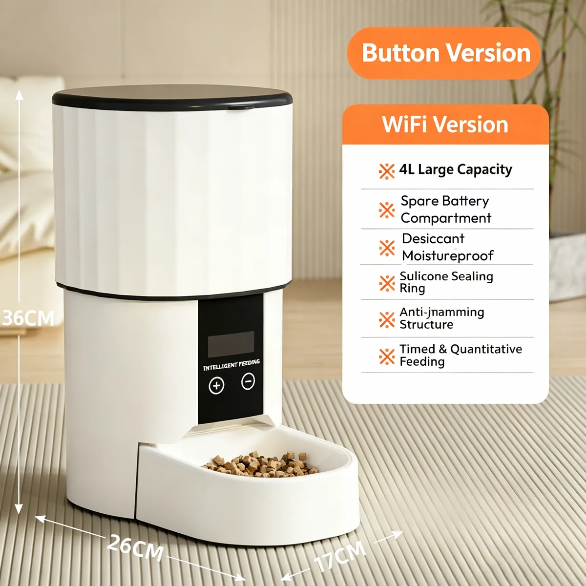 Economy 4L Tuya Pet Food Dispenser for Volume Programs