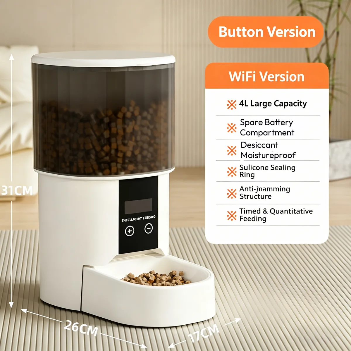 Economy 4L Tuya Pet Food Dispenser for Volume Programs
