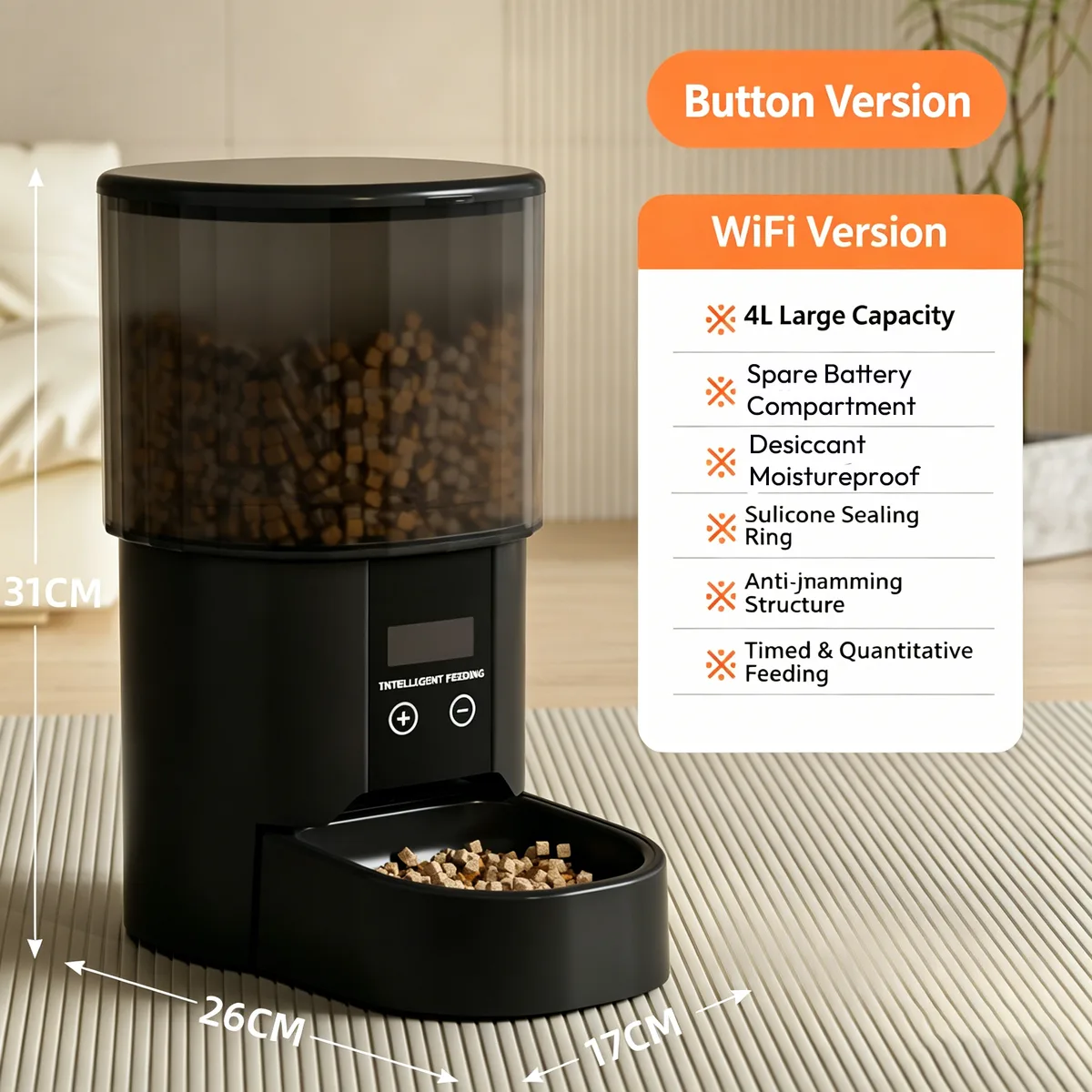 Economy 4L Tuya Pet Food Dispenser for Volume Programs