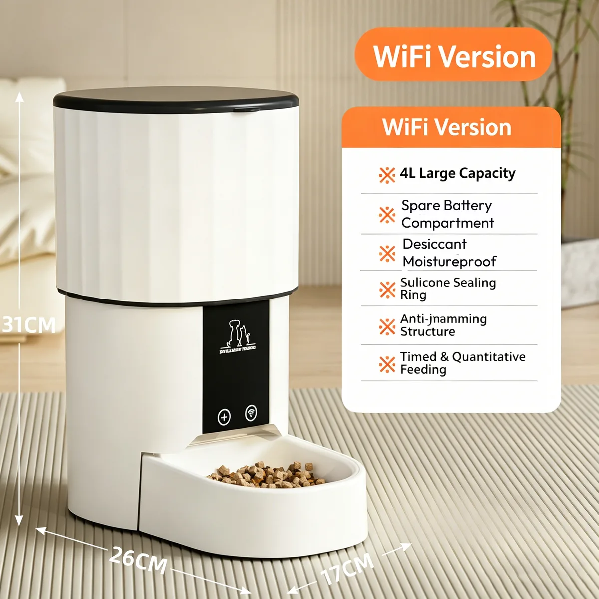 Economy 4L Tuya Pet Food Dispenser for Volume Programs