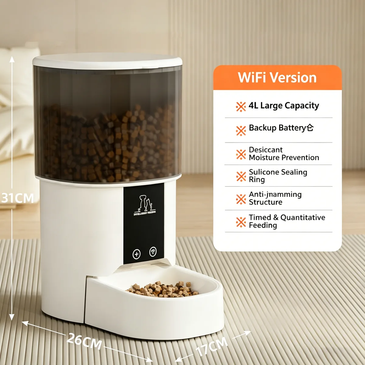 Economy 4L Tuya Pet Food Dispenser for Volume Programs