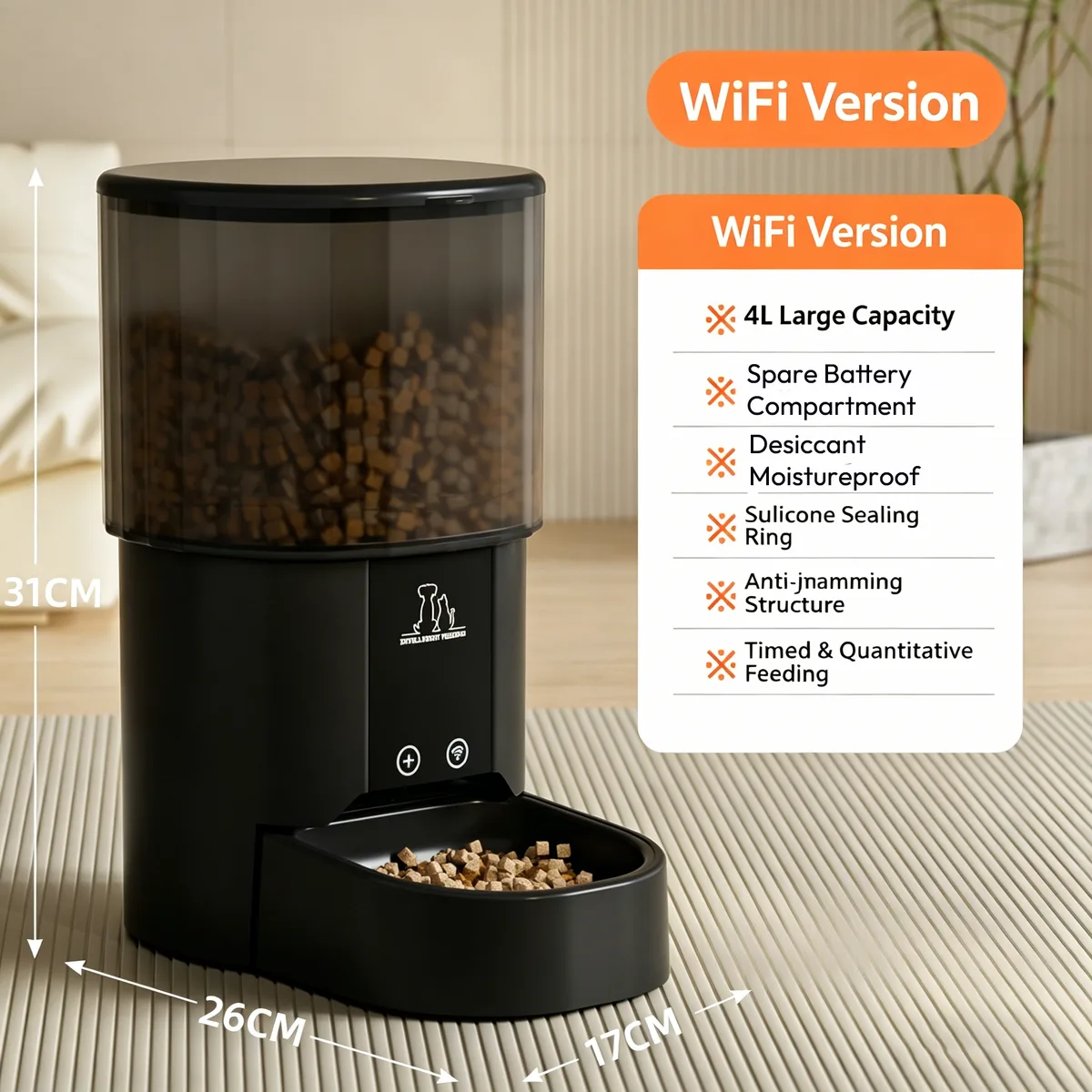 Economy 4L Tuya Pet Food Dispenser for Volume Programs