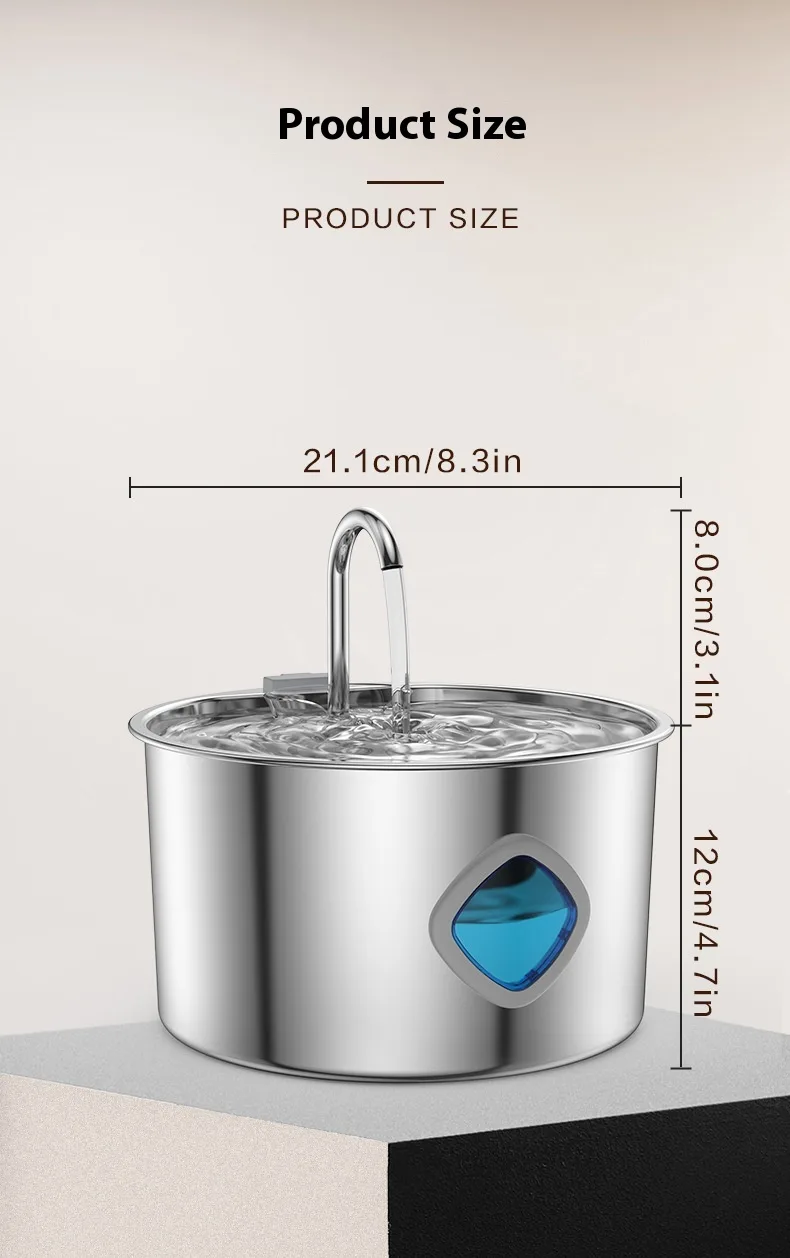 All-Stainless Pet Water Dispenser 3.2L in White — Wholesale - detail