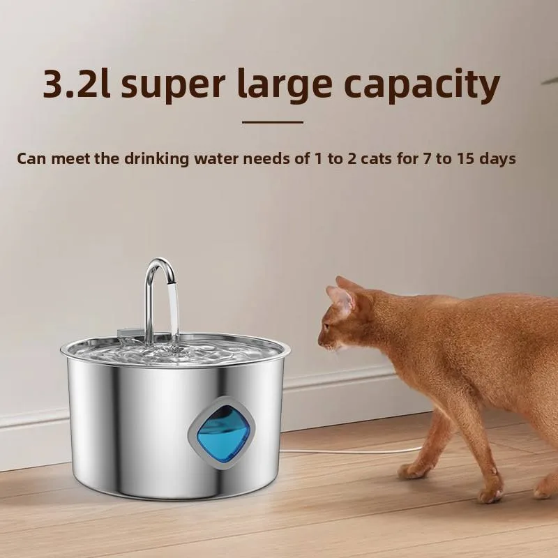 All-Stainless Pet Water Dispenser 3.2L in White — Wholesale