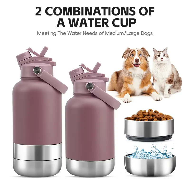 32oz Insulated Pet Travel Bottle, Leak-Proof 3-in-1 Design - detail