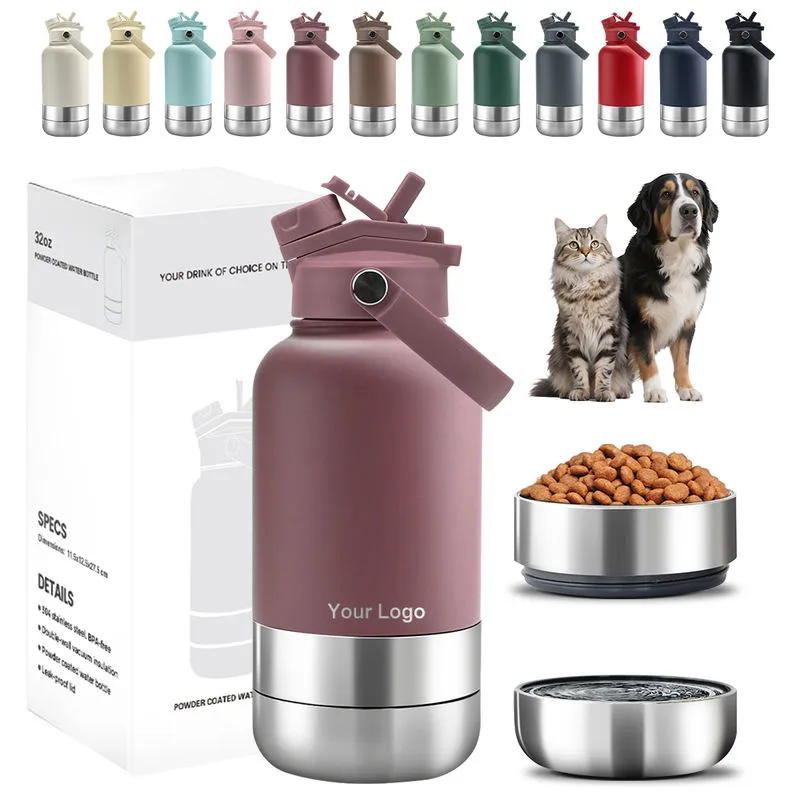 32oz Insulated Pet Travel Bottle, Leak-Proof 3-in-1 Design