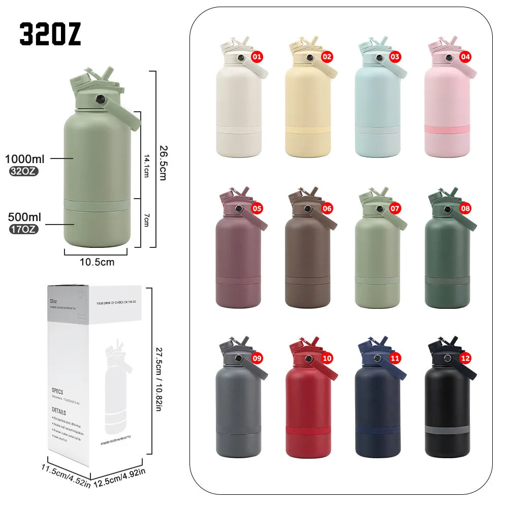 32oz Insulated Pet Travel Bottle, Leak-Proof 3-in-1 Design