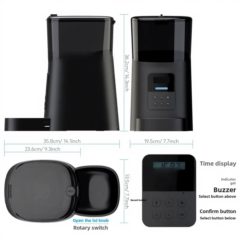 6L LCD Pet Feeder with Timed Portions and Five Plug Options