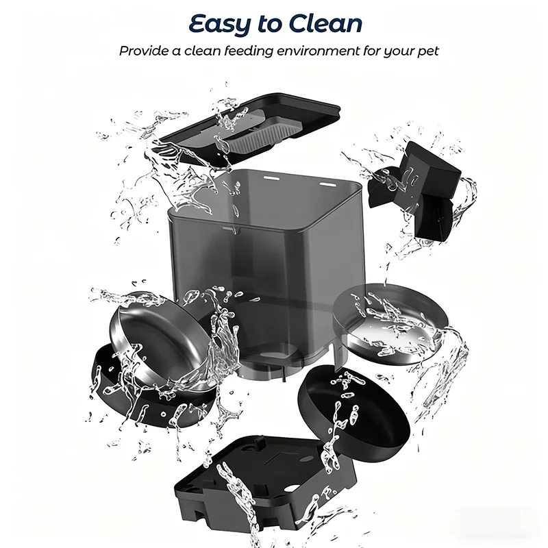 Dual-Bowl Camera Cat Feeder, 4L or 6L — Tuya App, Stainless - detail
