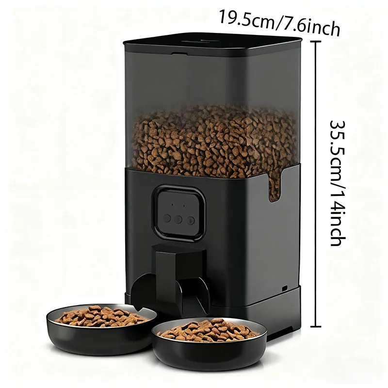 Dual-Bowl Camera Cat Feeder, 4L or 6L — Tuya App, Stainless - detail