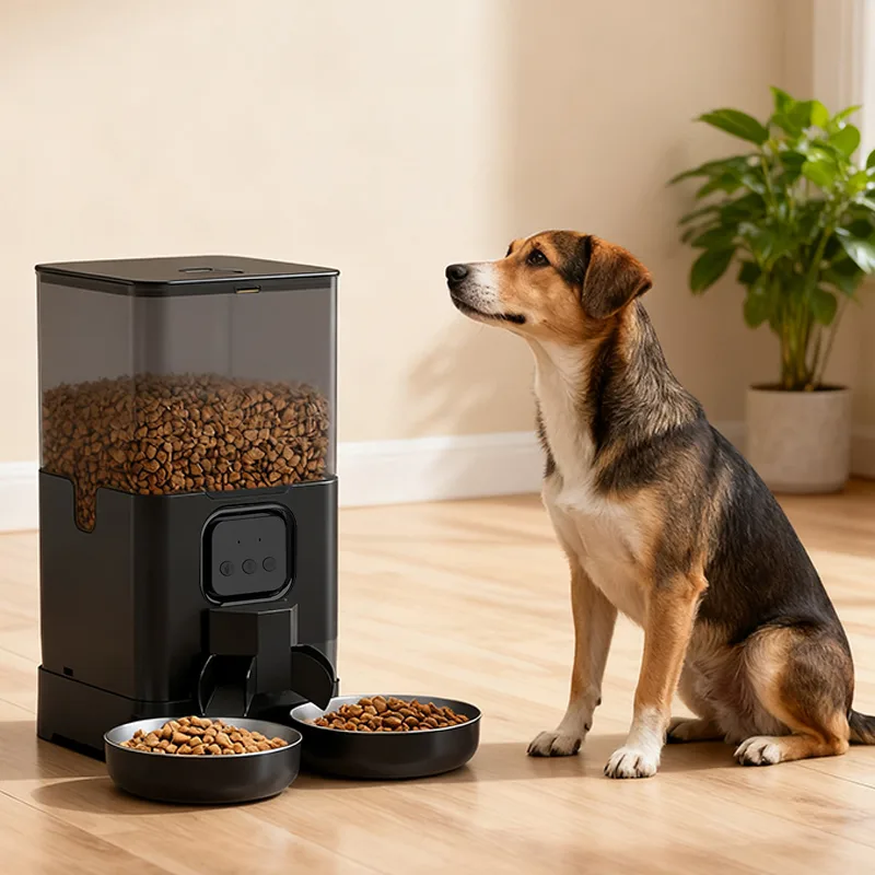 Dual-Bowl Camera Cat Feeder, 4L or 6L — Tuya App, Stainless - detail