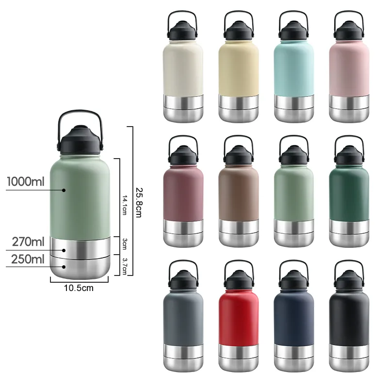 32oz Pet Travel Bottle with Food Container — 24h Insulation - detail
