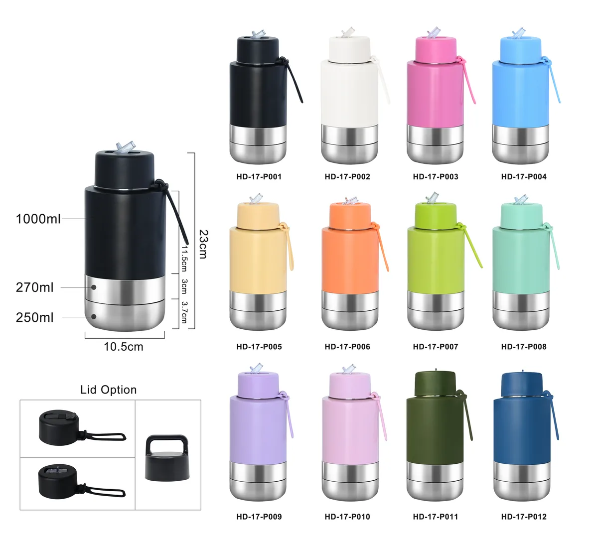 32oz Pet Travel Bottle with Food Container — 24h Insulation - detail