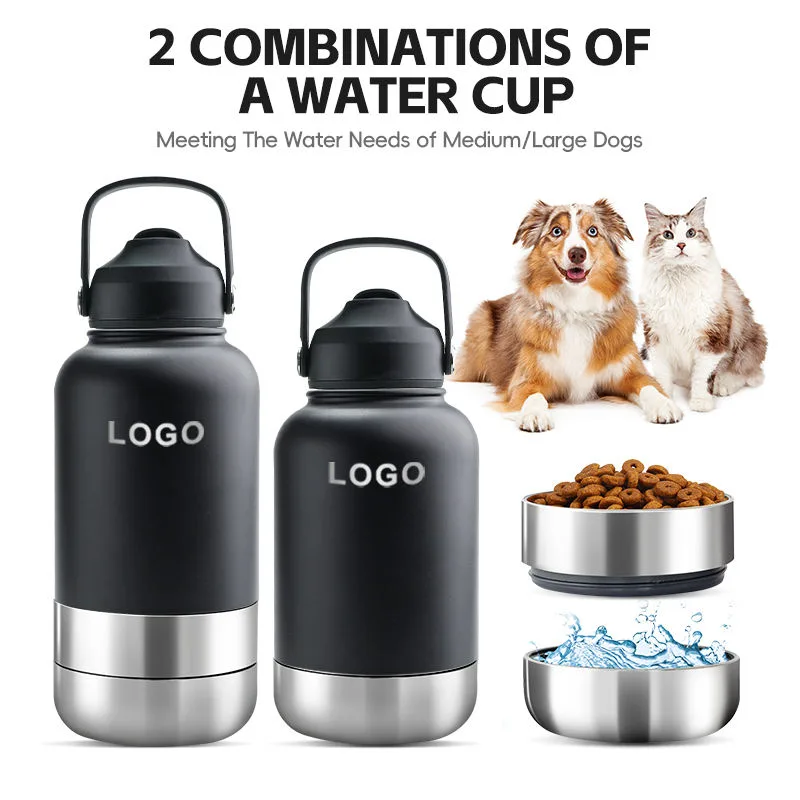 32oz Pet Travel Bottle with Food Container — 24h Insulation