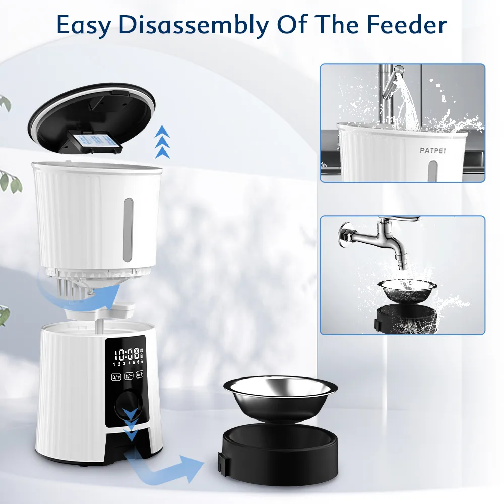 Rechargeable Pet Feeder 4L with Touch Panel and Steel Bowl - detail