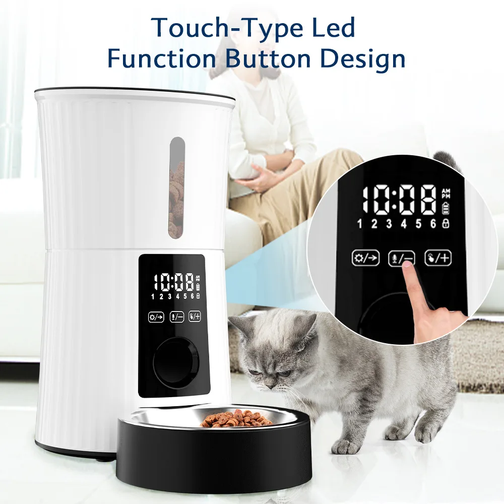 Rechargeable Pet Feeder 4L with Touch Panel and Steel Bowl - detail