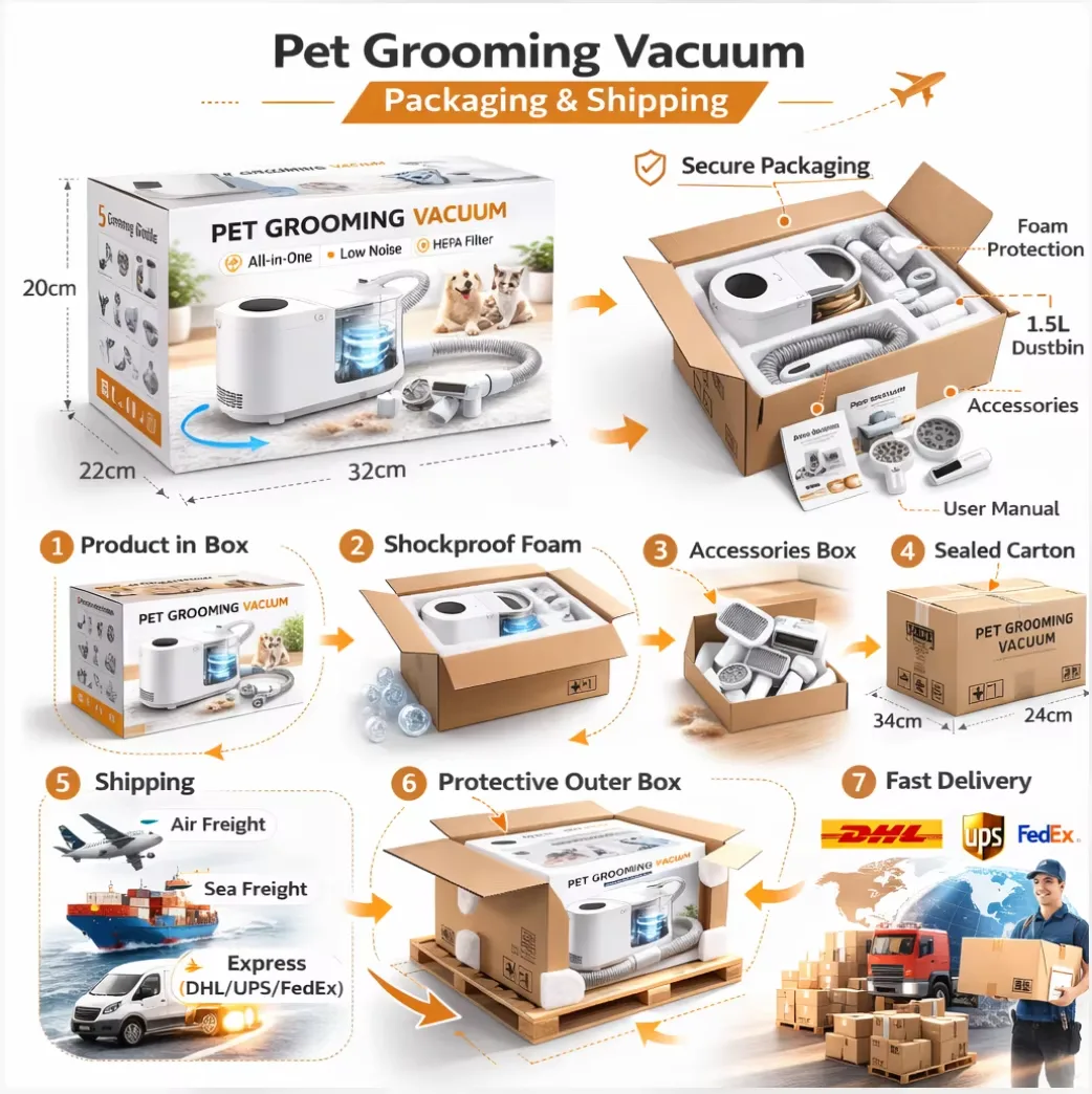 Plug-In All-in-One Pet Grooming Vacuum Kit (PG-07) - detail