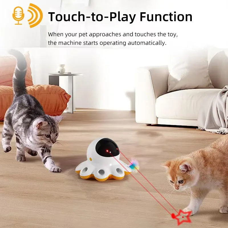 Cat Laser Toy Base Wholesale — 360° Projection Plus Feather