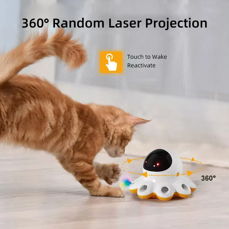 Cat Laser Toy Base Wholesale — 360° Projection Plus Feather
