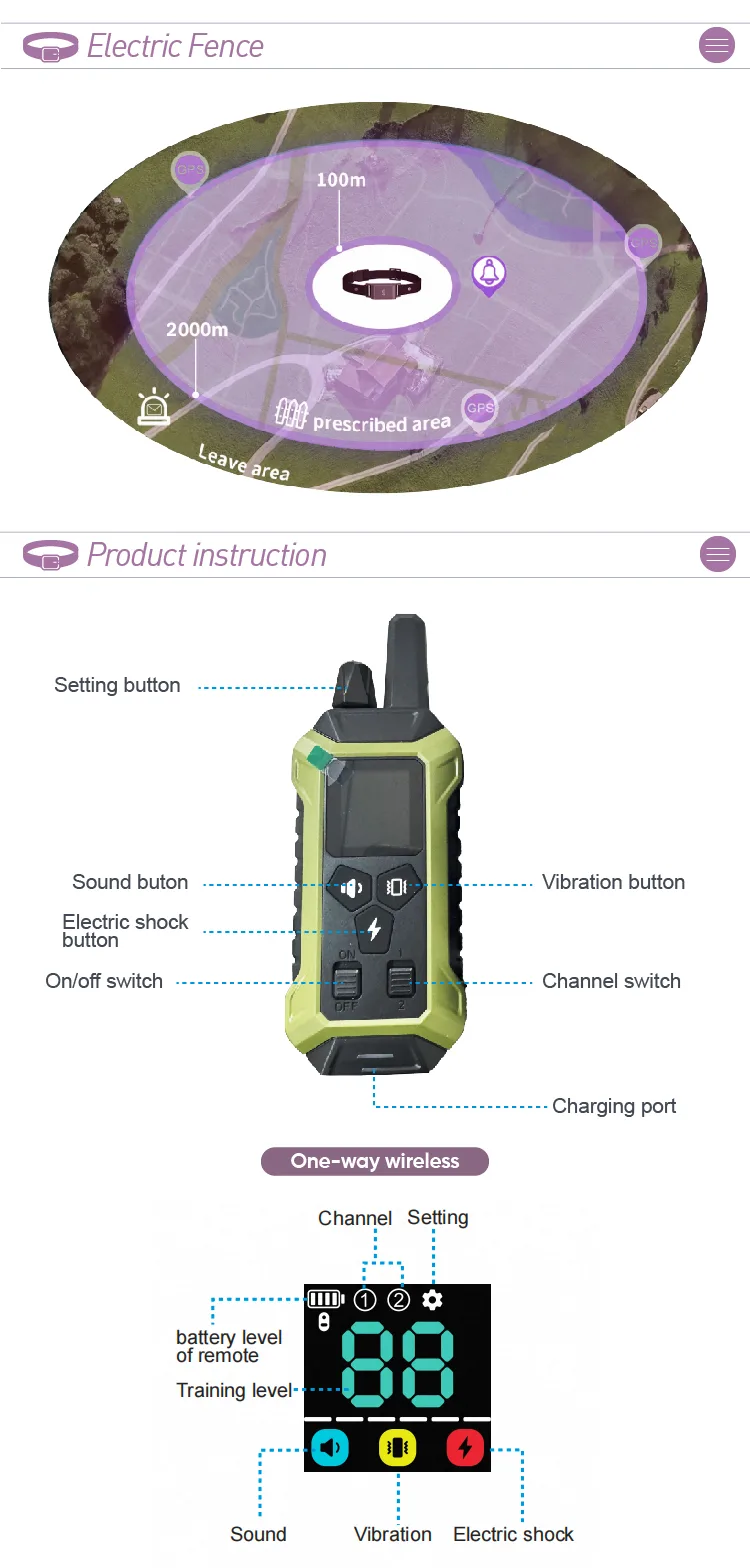 Dog Shock Collar IP67, 1600 ft Remote — Wholesale Stock - detail